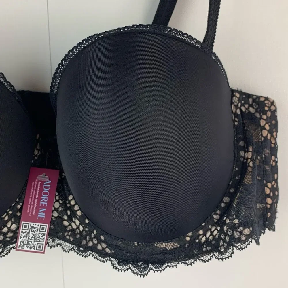 NWT Adore me black Lugo plus Contour strapless contour balconette bra size 38C